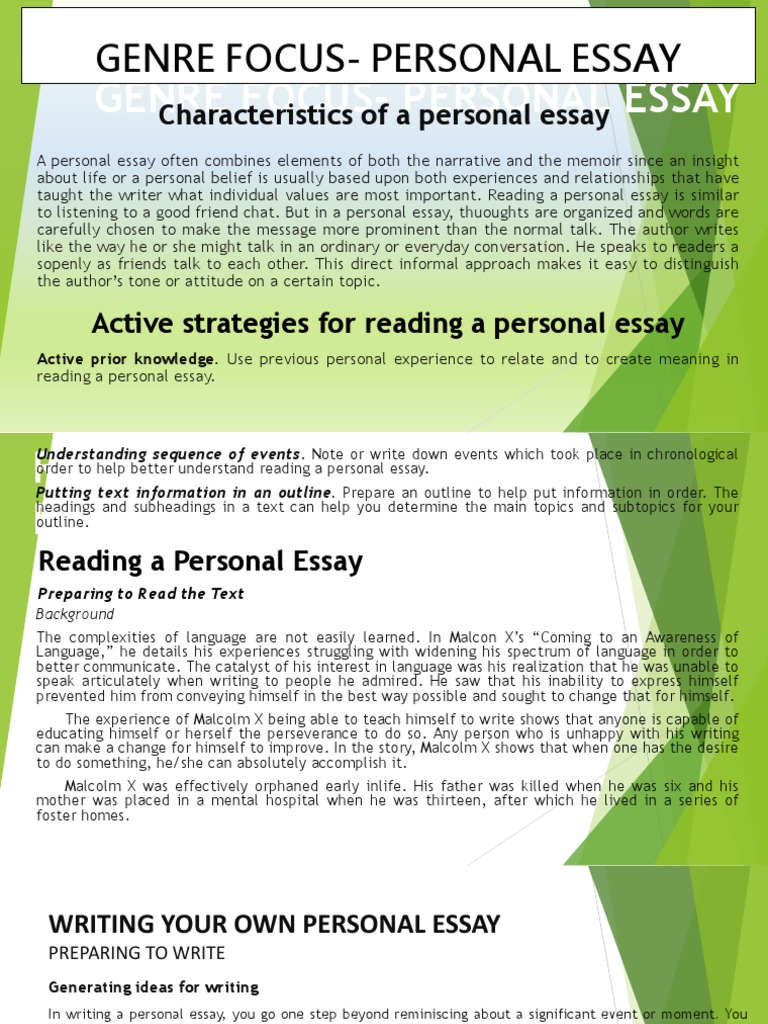 Genre Focus - Personal Essay | PDF | Essays | Narration