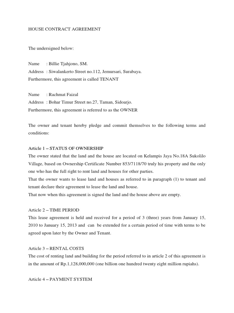 House Lease Agreement Template | PDF | Lease | Leasehold Estate