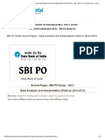 SBI PO Exam Solved Paper - Data Analysis and Interpretation Held On 28-04-2013
