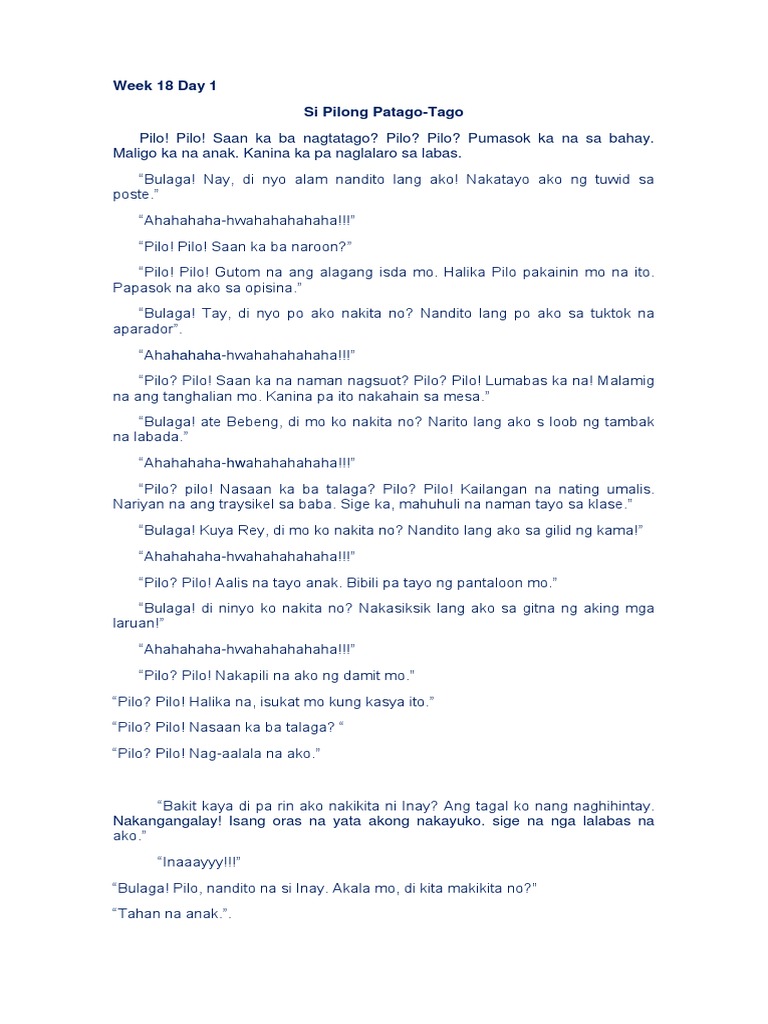 Week 18 Day 1.kwento | PDF