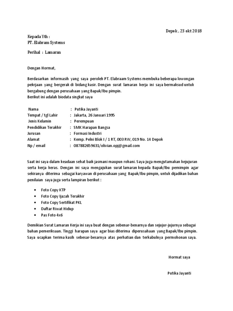 Lamaran Kerja Docx