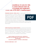 Se debe considerar el costo de vida del nuevo centro laboral antes de disponer el traslado del empleado.docx