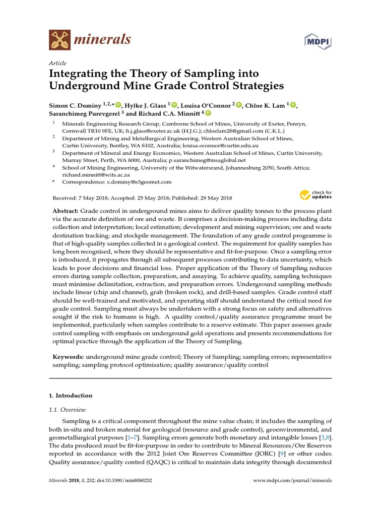 Minerals 08 00232 PDF | PDF | Sampling (Statistics) | Accuracy And ...