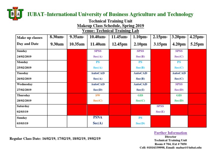 Makeup Class Schedule - TTU | PDF | Sports | Leisure