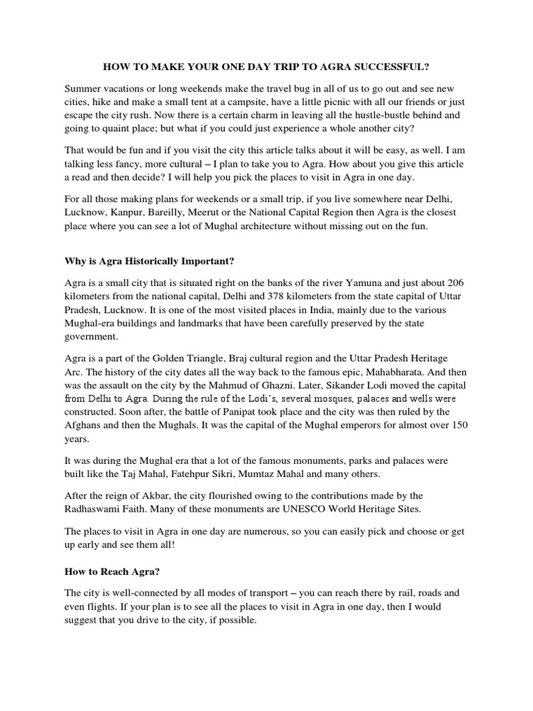 Agra Trip Pdf