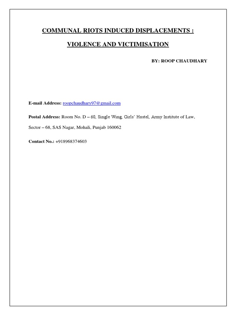 Communal Riots and Displacement Issues | PDF | Religious Violence ...