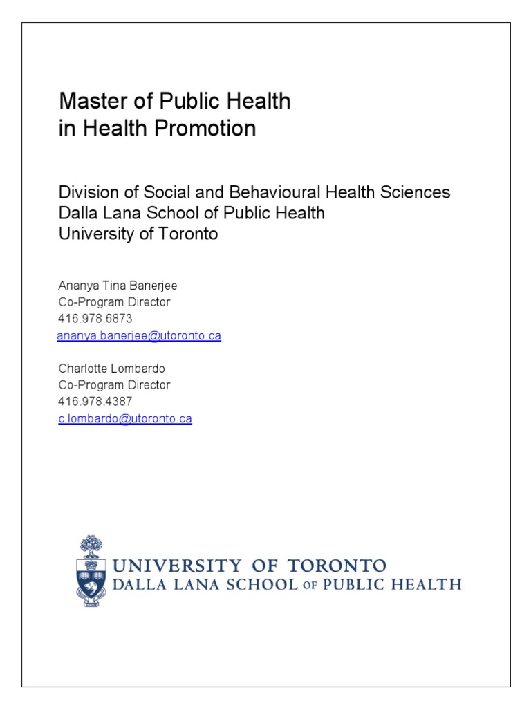 MPH in Health Promotion Overview | PDF | Public Health | Community
