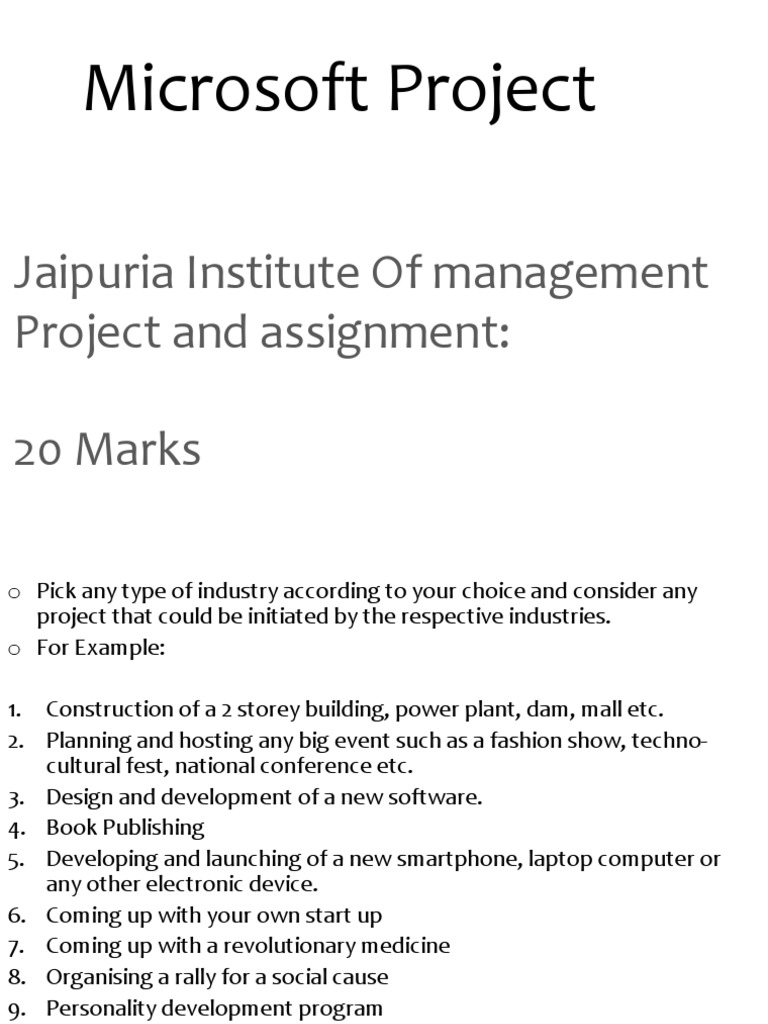 MS Project 2018 Project Assignment Guide | PDF | Computing | Software