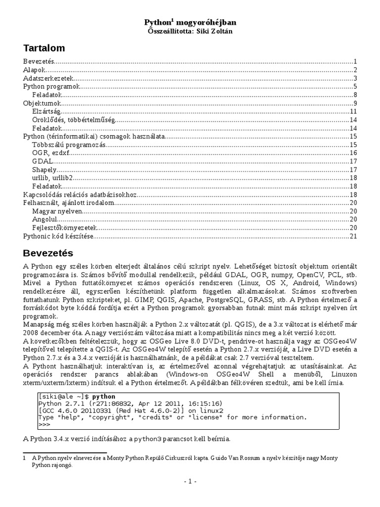 Python Mogyorohejban | PDF