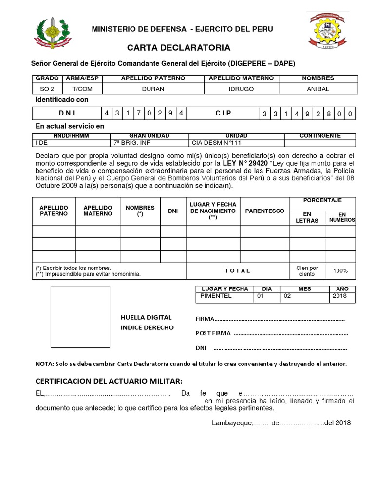 Carta Declaratoria | PDF | Militar | Gobierno