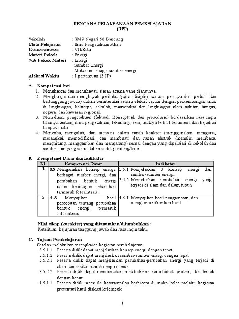 Lembar Kerja Peserta Didik Energi