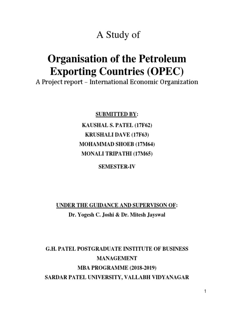 Organisation of The Petroleum Exporting Countries (OPEC) | PDF | Opec ...