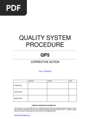 Corrective Action Procedure Example