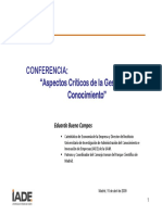 Aspectos Criticos de La Gestion Del Conocimiento. 2009