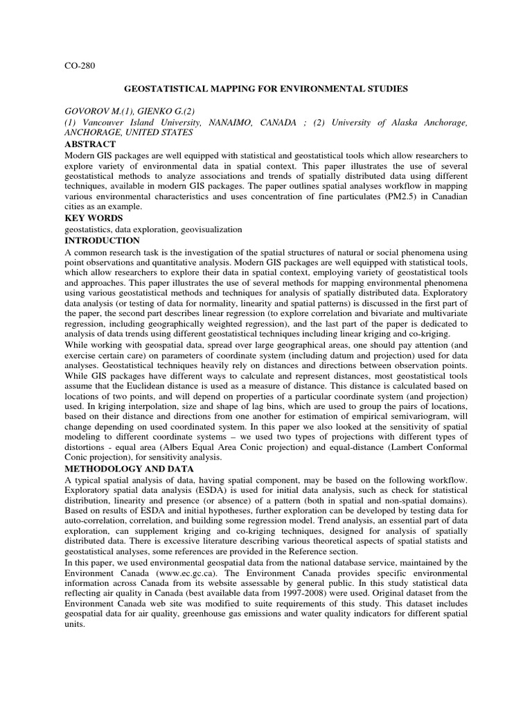 Geostatistical Mapping Techniques for Analyzing Spatial Trends in Air ...