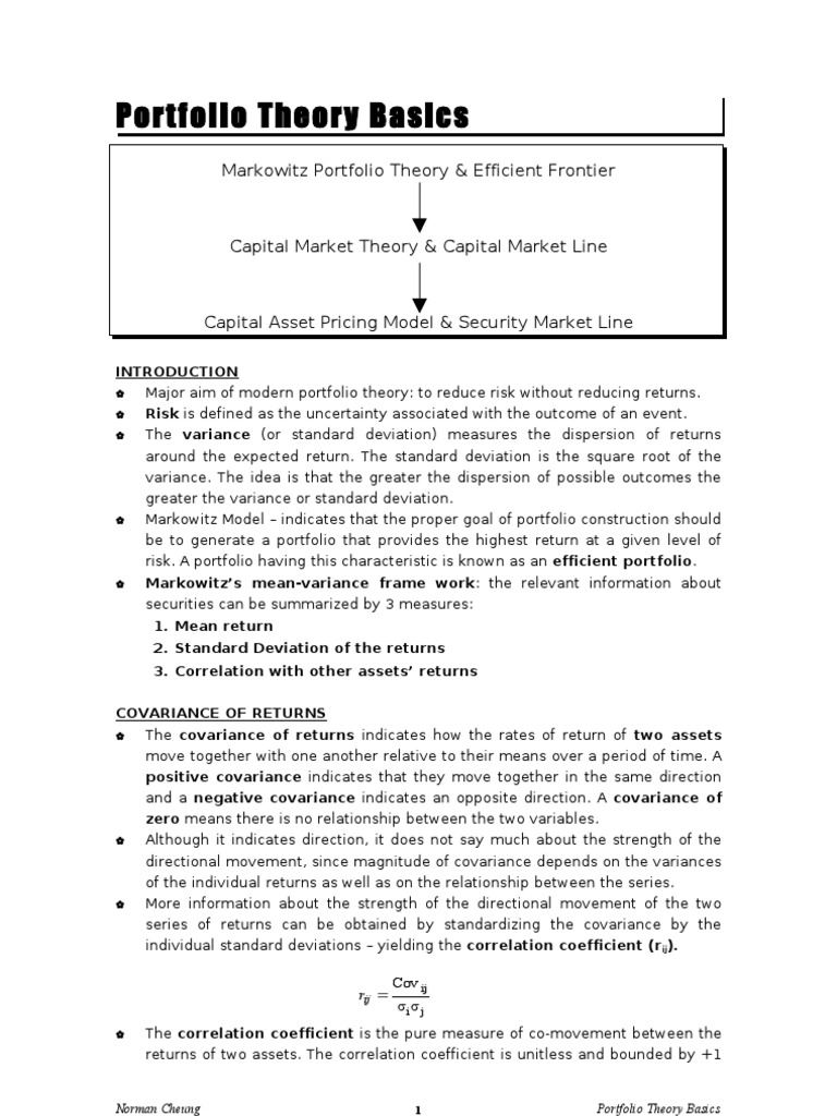 Understanding Modern Portfolio Theory: Key Concepts of Markowitz ...
