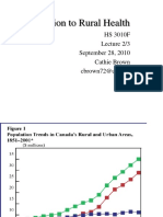 Introduction To Rural Health: HS 3010F Lecture 2/3 September 28, 2010 Cathie Brown Cbrown72@uwo - Ca