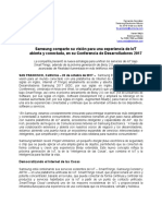 Boletín de Prensa Samsung Comparte Su Visión Para Una Experiencia de IoT Abierta y Conectada en Su Conferencia de Desarrolladores 2017