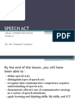 Speech Act: Oral Communication Grade 11
