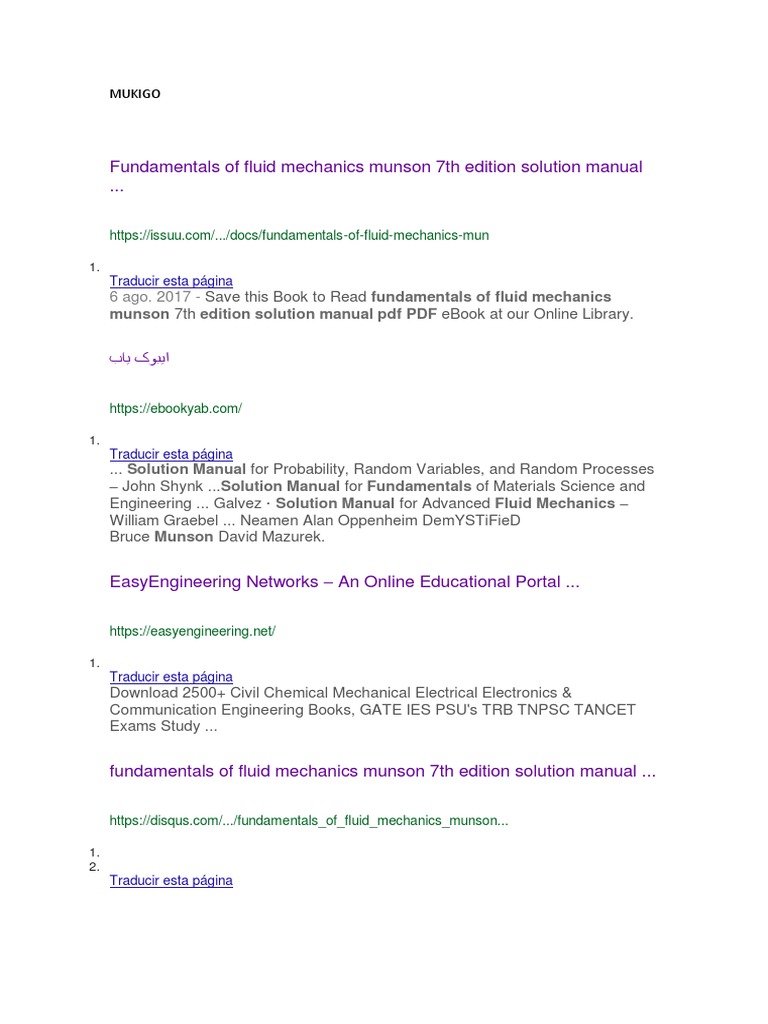 Fundamentals of Fluid Mechanics Munson 7th Edition Solution Manual ...