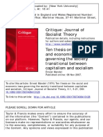 Ernest Mandel (1974) Ten Theses On The Social and Economic Laws Governing The Society Transitional Between Capitalism and Socialism