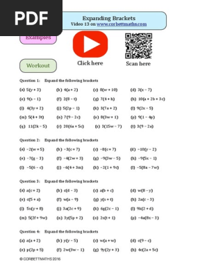 Expanding Brackets Pdf1 | Pdf