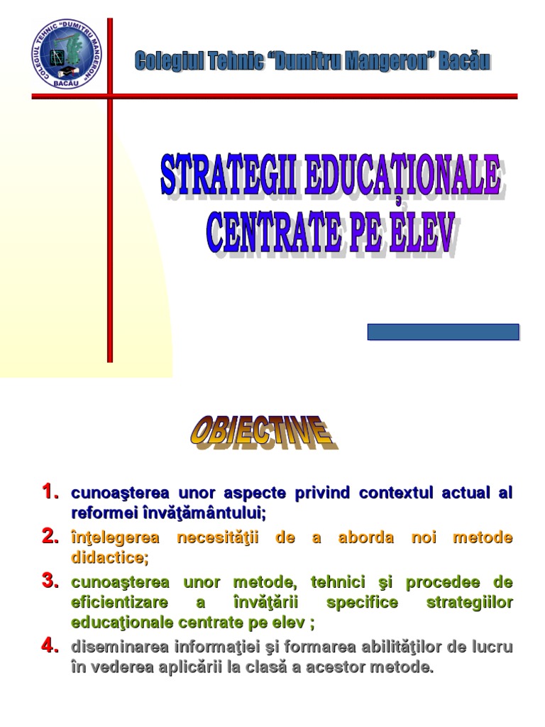 Strategii Educationale Centrate Pe Elev Ppt