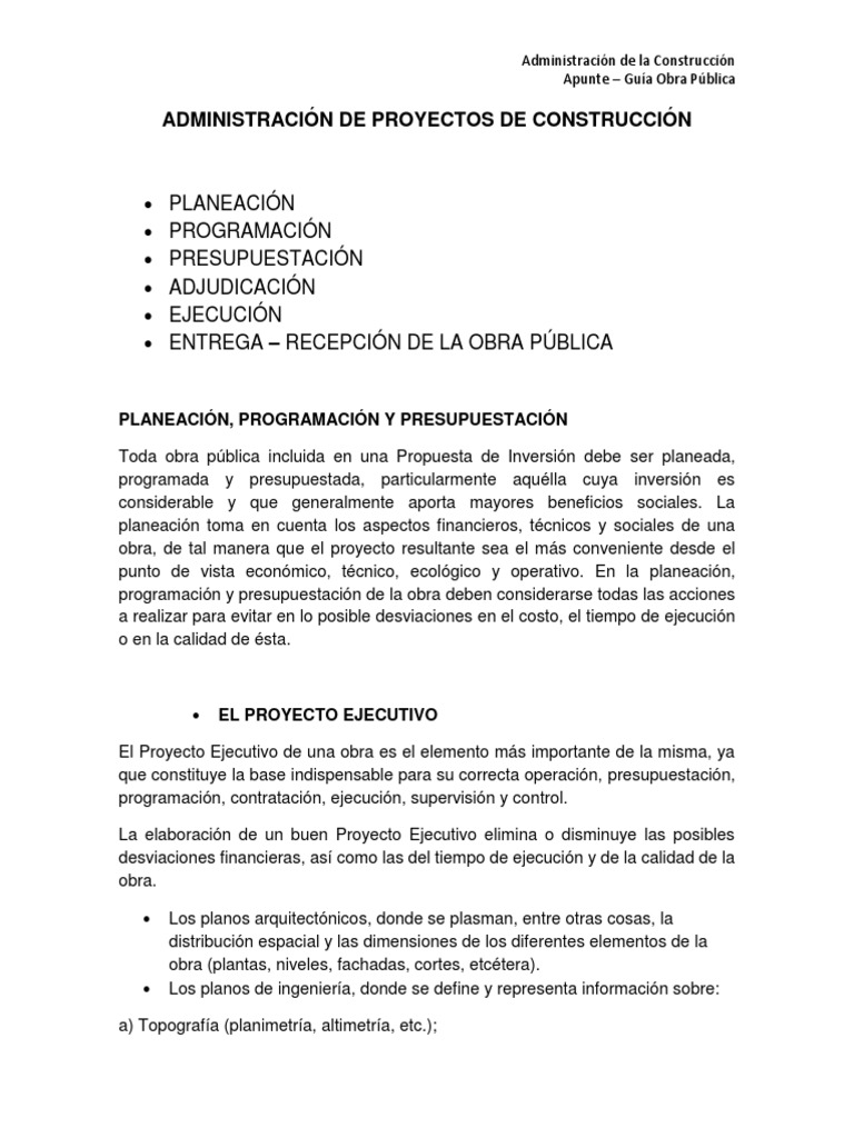 Guía para la Administración de Obras Públicas | PDF | Presupuesto ...
