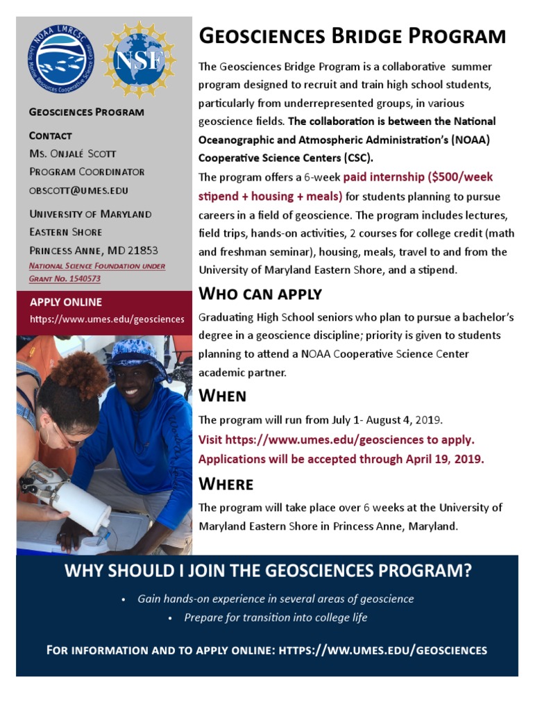 Geosciences Bridge Program Who Can Apply PDF Higher Education
