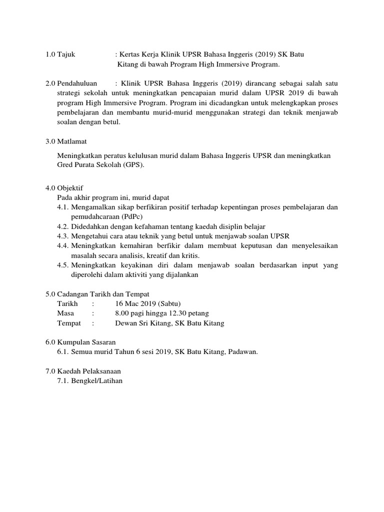 Kertas Kerja Klinik English Hip Pdf