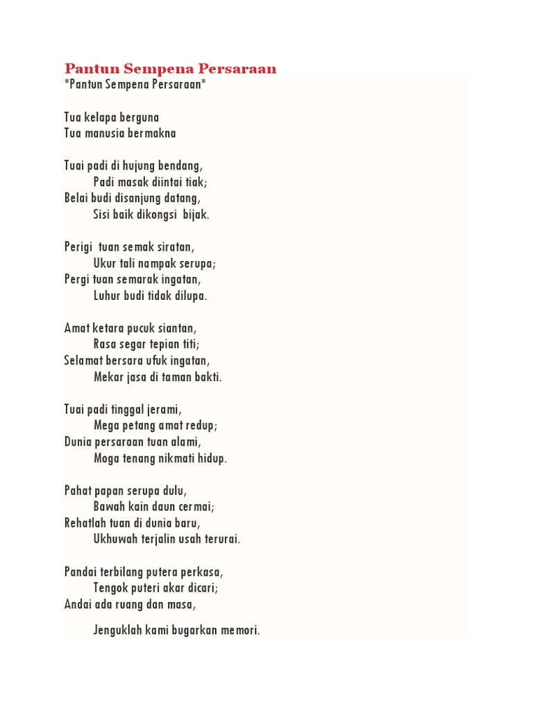 Pantun Sempena Persaraan Pdf