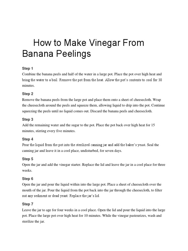 How To Make Vinegar From Banana Peelings PDF