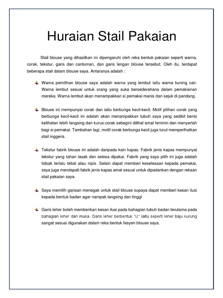 Huraian Stail Pakaian Pdf