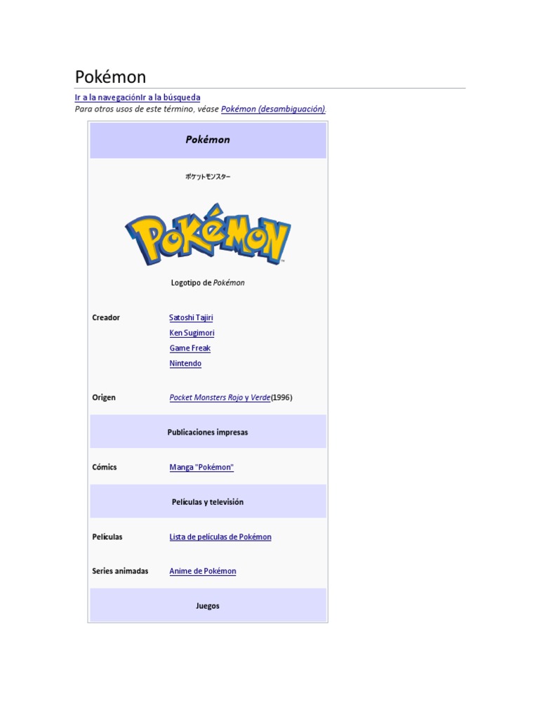 Historia y Evolución de Pokémon | PDF | Pokémon | Nintendo