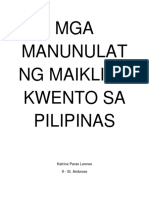 Mga Manunulat NG Maikling Kwento Sa Pilipinas