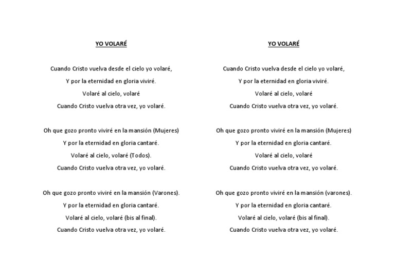 YO VOLARÉ Letra | PDF | Religión y creencia