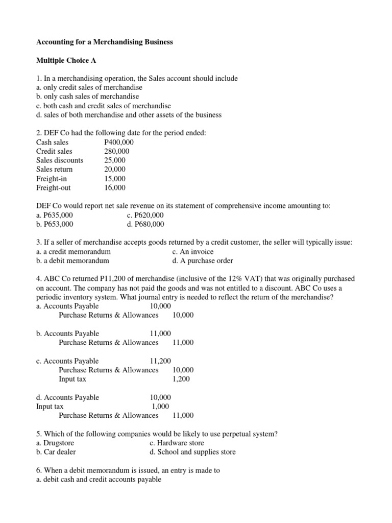Merchandising Accounting Journal Entries | PDF | Discounts And ...