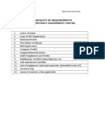 Checklist of Requirements Competency Assessment Center: TESDA-SOP-CACO-05-F01