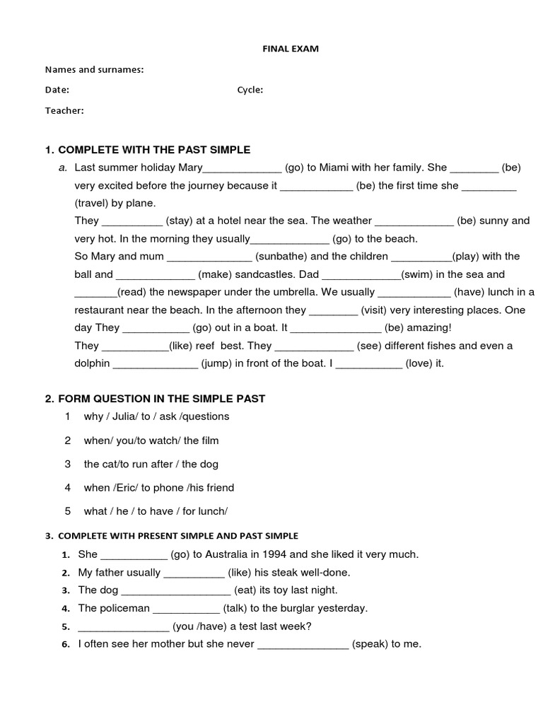 FINAL EXAM Cycle 3 | PDF