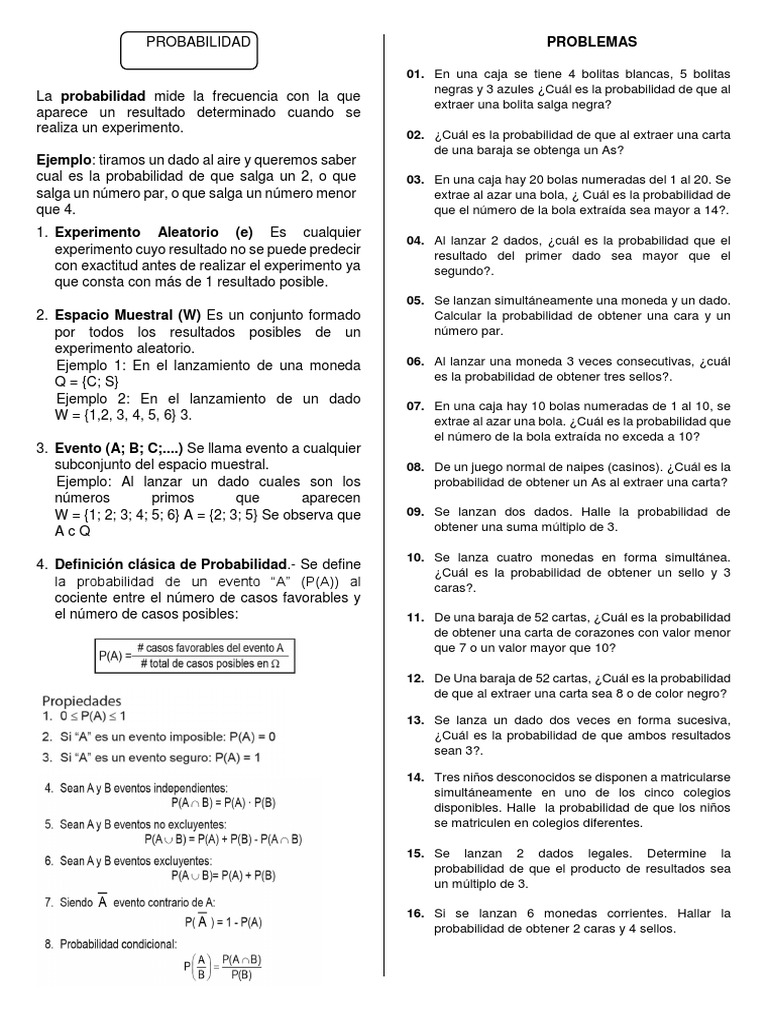 Introducción a la Probabilidad y Ejemplos | PDF | Probabilidad ...