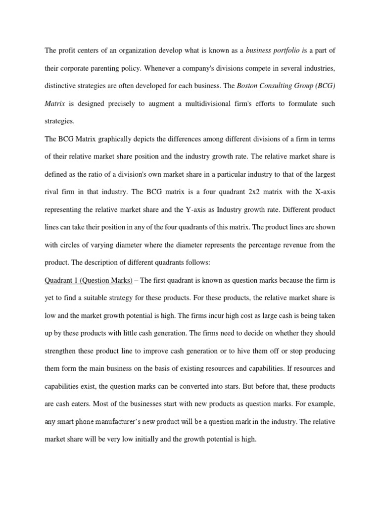 Matrix Is Designed Precisely To Augment A Multidivisional Firm's