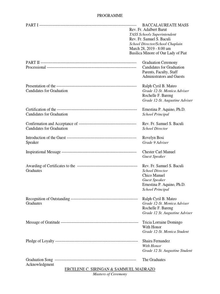 SCU Graduation Ceremony Program 2019 | PDF