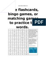 Make Flashcards, Bingo Games, or Matching Games To Practice The Words
