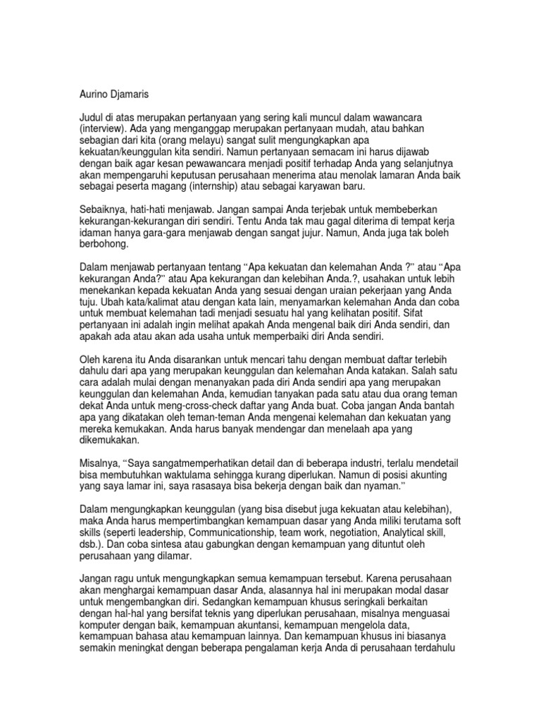 Kelemahan Dan Kelebihan 1 Pdf