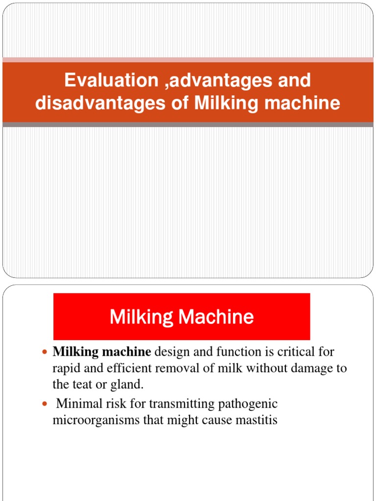 Evaluation, Advantages and Disadvantages of Milking Machine PDF