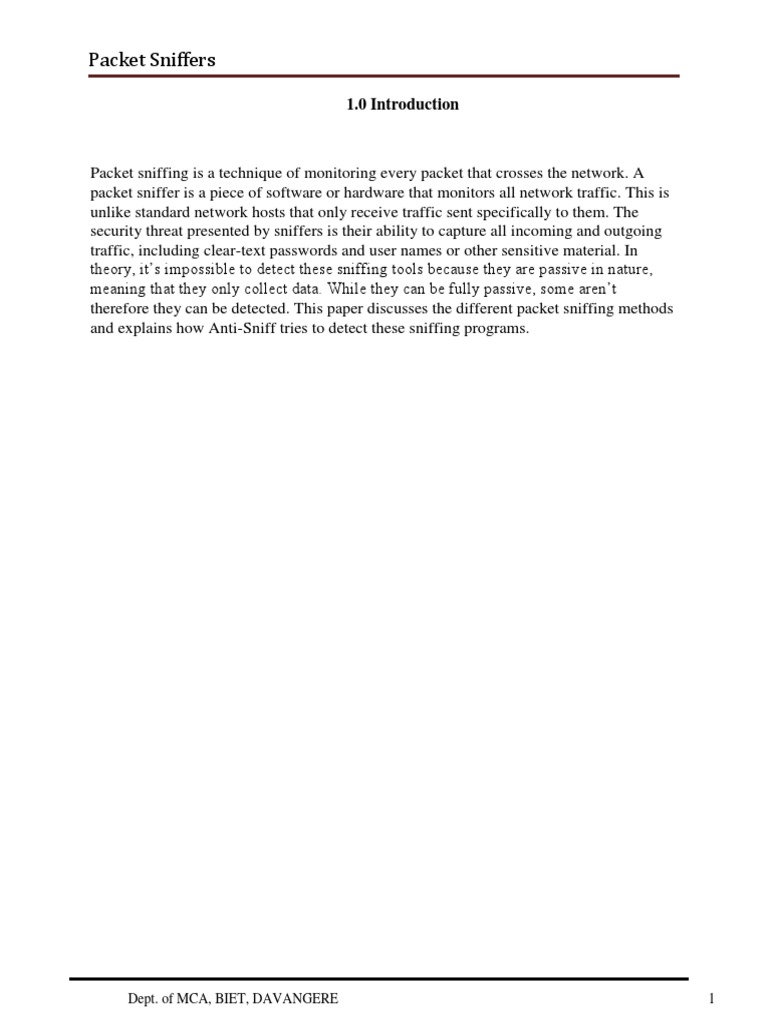 Understanding Packet Sniffers and Detection | PDF | Computer Network ...