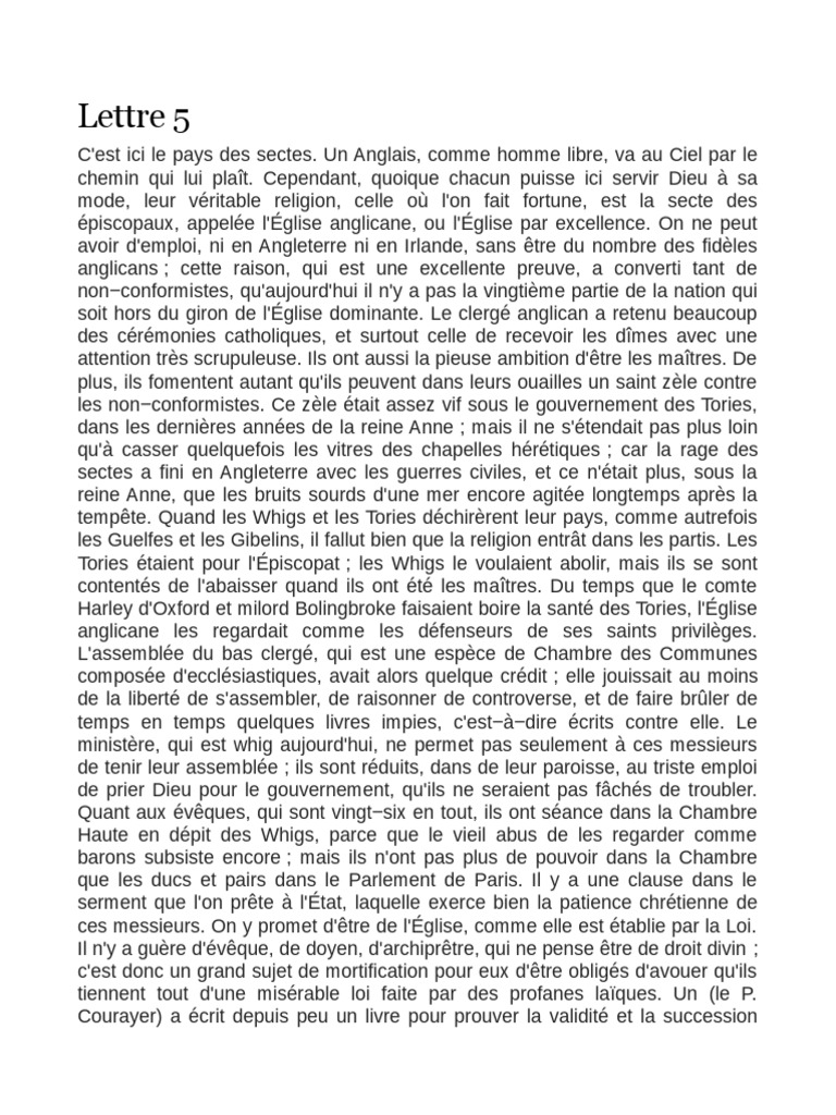 Lettre 5-Sur L'eglise Anglicane PDF | PDF | Évêque | Anglicanisme