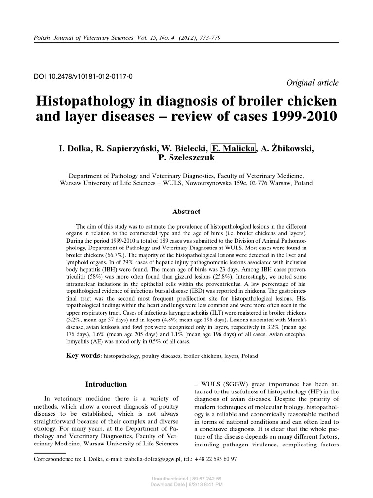 Histopathology of Poultry Diseases 1999-2010 | PDF | Medical Diagnosis ...