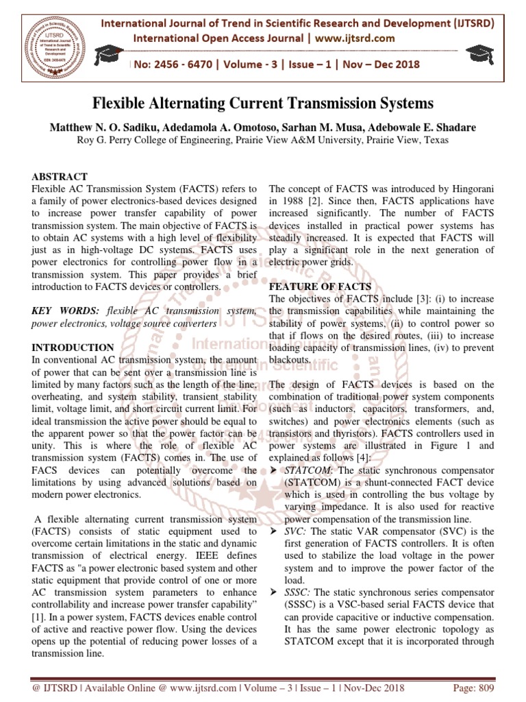 Flexible Alternating Current Transmission Systems PDF Power