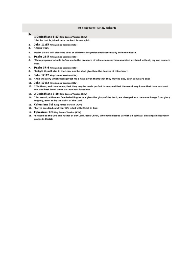 20 Scriptures | PDF | Religion & Spirituality
